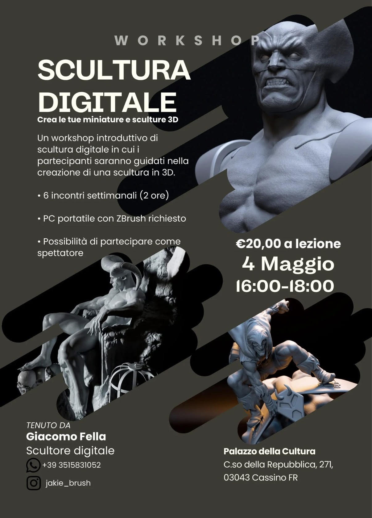 L’arte prende forma in 3D: al Palazzo della Cultura il Workshop di Scultura DigitaleAl via un percorso formativo di sei incontri per imparare a creare miniature e sculture tridimensionali. Un’opportunità unica per appassionati di tecnologia, modellismo e arte digitale.