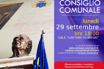 Consiglio Comunale convocato per oggi, luned&#236; 29 settembre alle 18