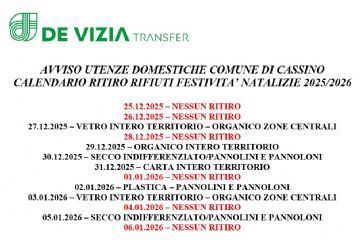Calendario Raccolta Rifiuti Solidi Urbani per il periodo delle festività natalizie 2025